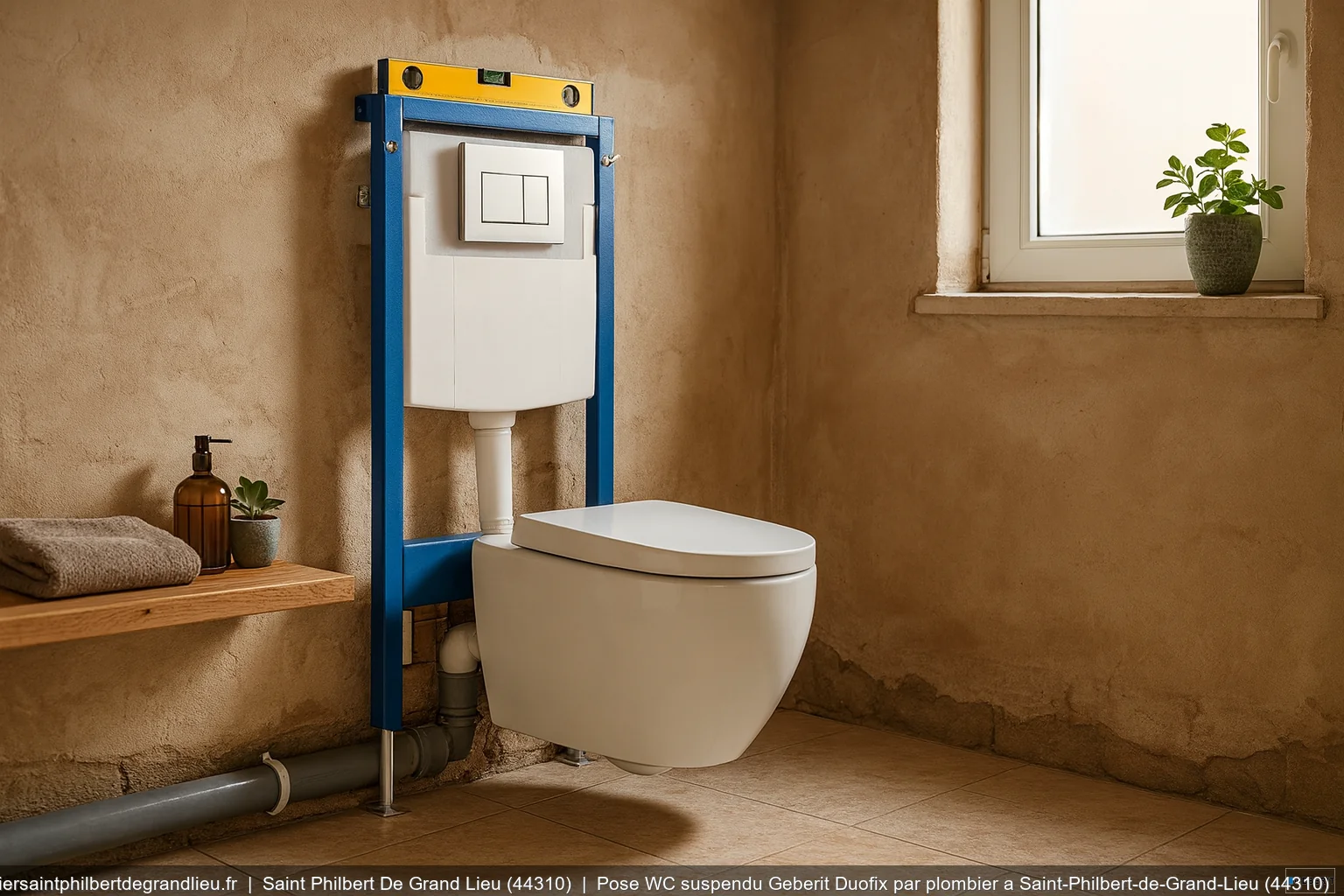 Pose WC suspendu Geberit Duofix par plombier a Saint-Philbert-de-Grand-Lieu (44310)
